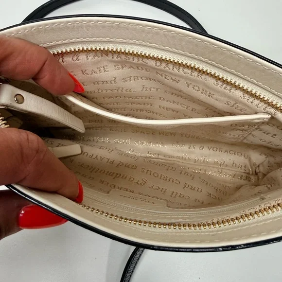 Kate Spade Black Patent Leather Crossbody with Gold Zip Pull - Picture 8 of 12